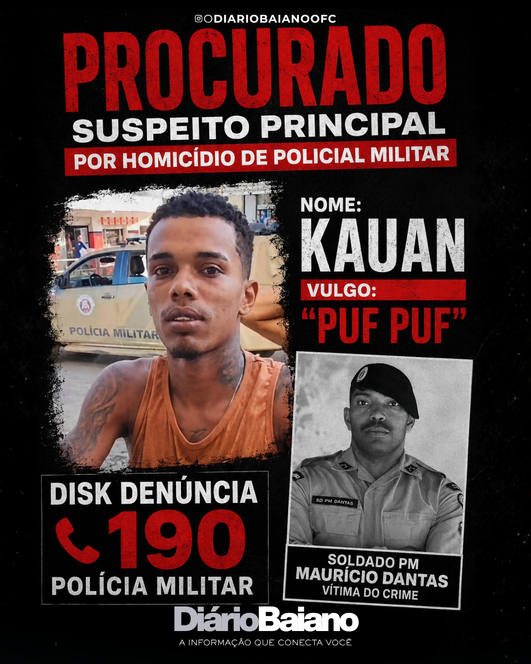 POLÍCIA DIVULGA IMAGEM DE INVESTIGADO EM CASO DE PM